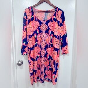 EUC Lily Pulitzer Beacon Gimme Some Leg flamingoes shift dress in size XL